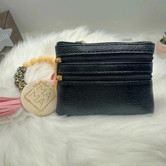 Carmella Black Wristlet Wallet with Mom Keychain tassel - Picture 5 of 6